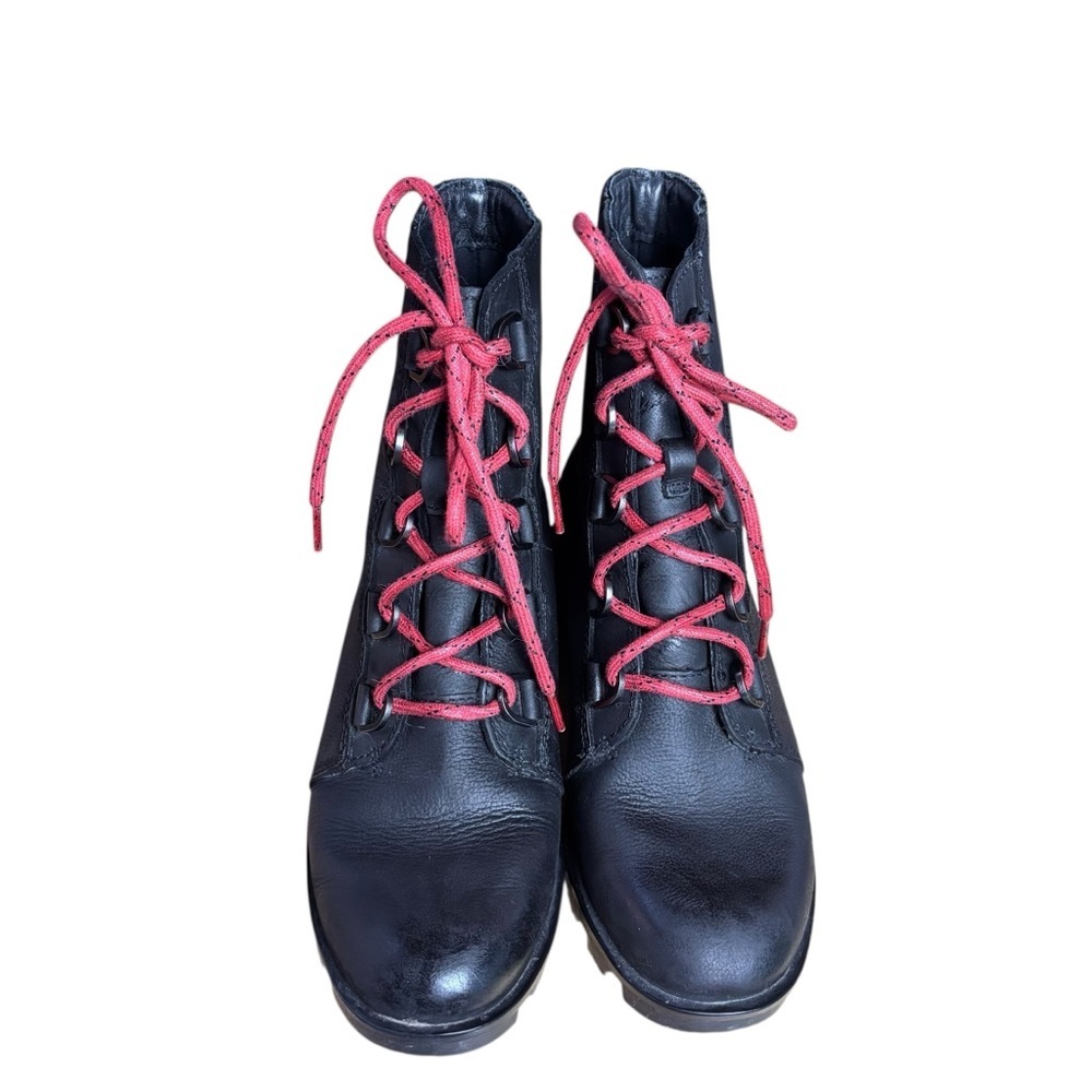 SOREL Phoenix Short Lace Waterproof Black Leather Boots – Women’s Sz 8 - Picture 3 of 11